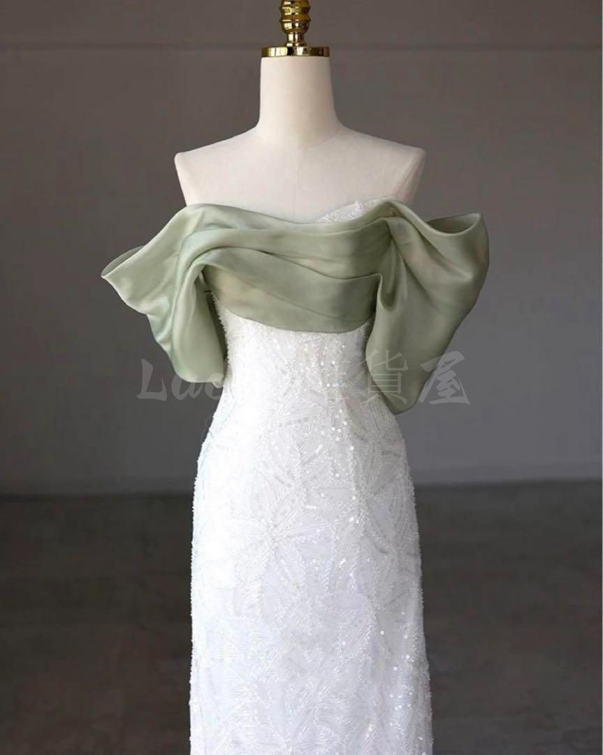 バイカラーがオシャレなスパンコールロングイブニングドレス バイカラーがオシャレなスパンコールロングイブニングドレス