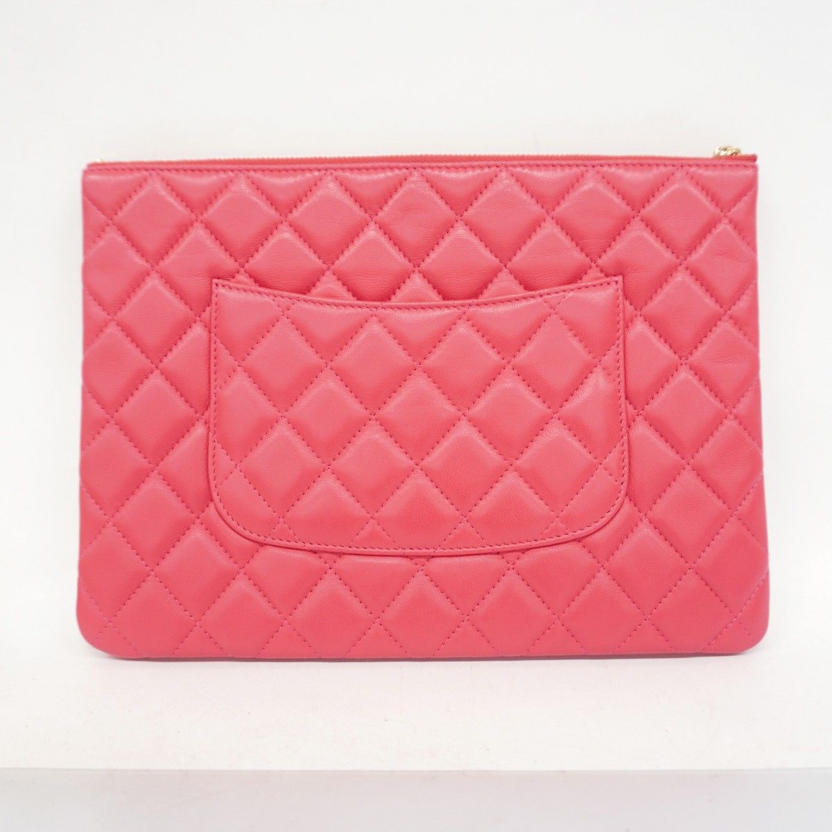 5pa0939】シャネル クラッチバッグ マトラッセ ラムスキン ピンク