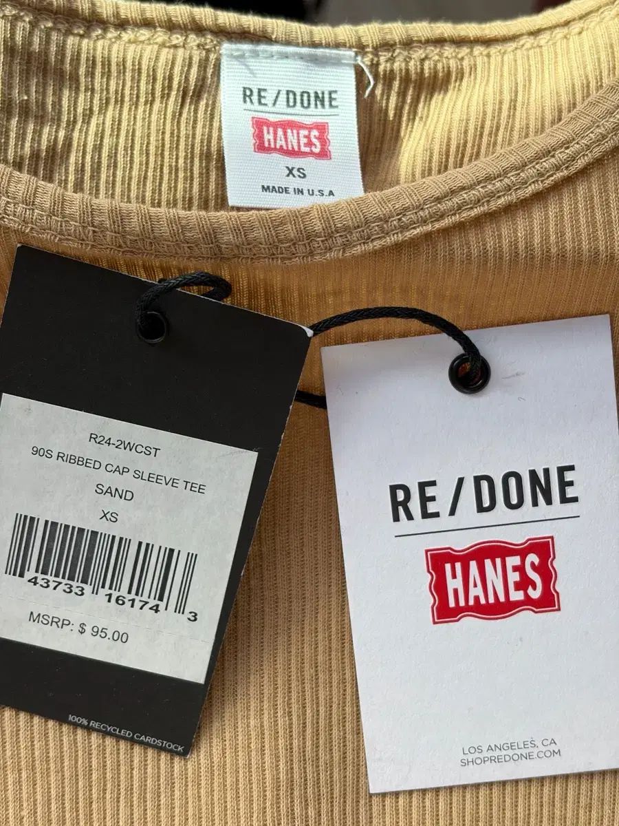  RE DONE hanes 60 s リー ブ キャップ スリーブ Tシャツ XS リーダンヘインズ 半袖(Tシャツ) Tシャツ カットソー