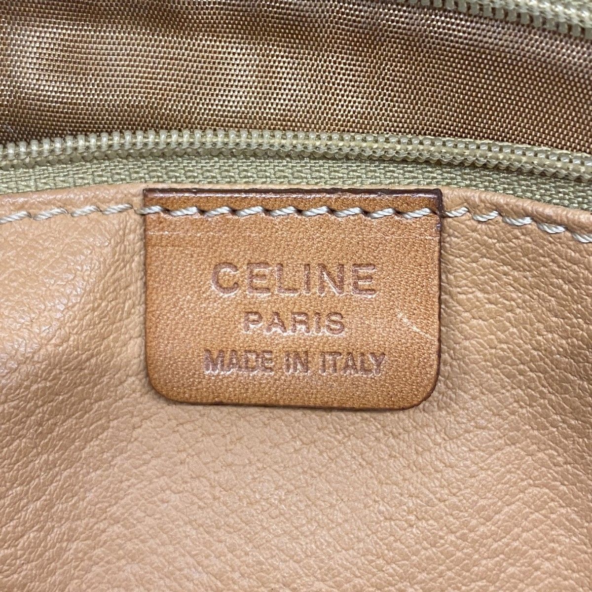 5 pa 0977 セリーヌ クラッチバッグ マカダム PVC ブラウン ゴールド金具 メンズ