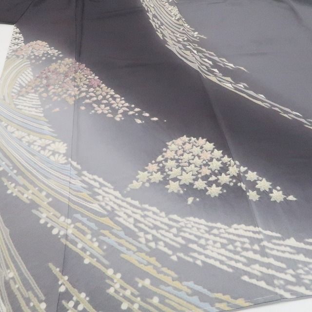 ❁tomihisa❁新品 滝泰謹製 相良刺繍 絞り 着物 正絹 仕付け糸付“桜や