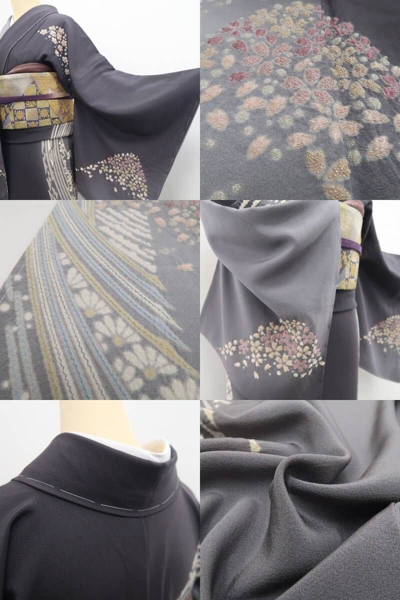 ❁tomihisa❁新品 滝泰謹製 相良刺繍 絞り 着物 正絹 仕付け糸付“桜や