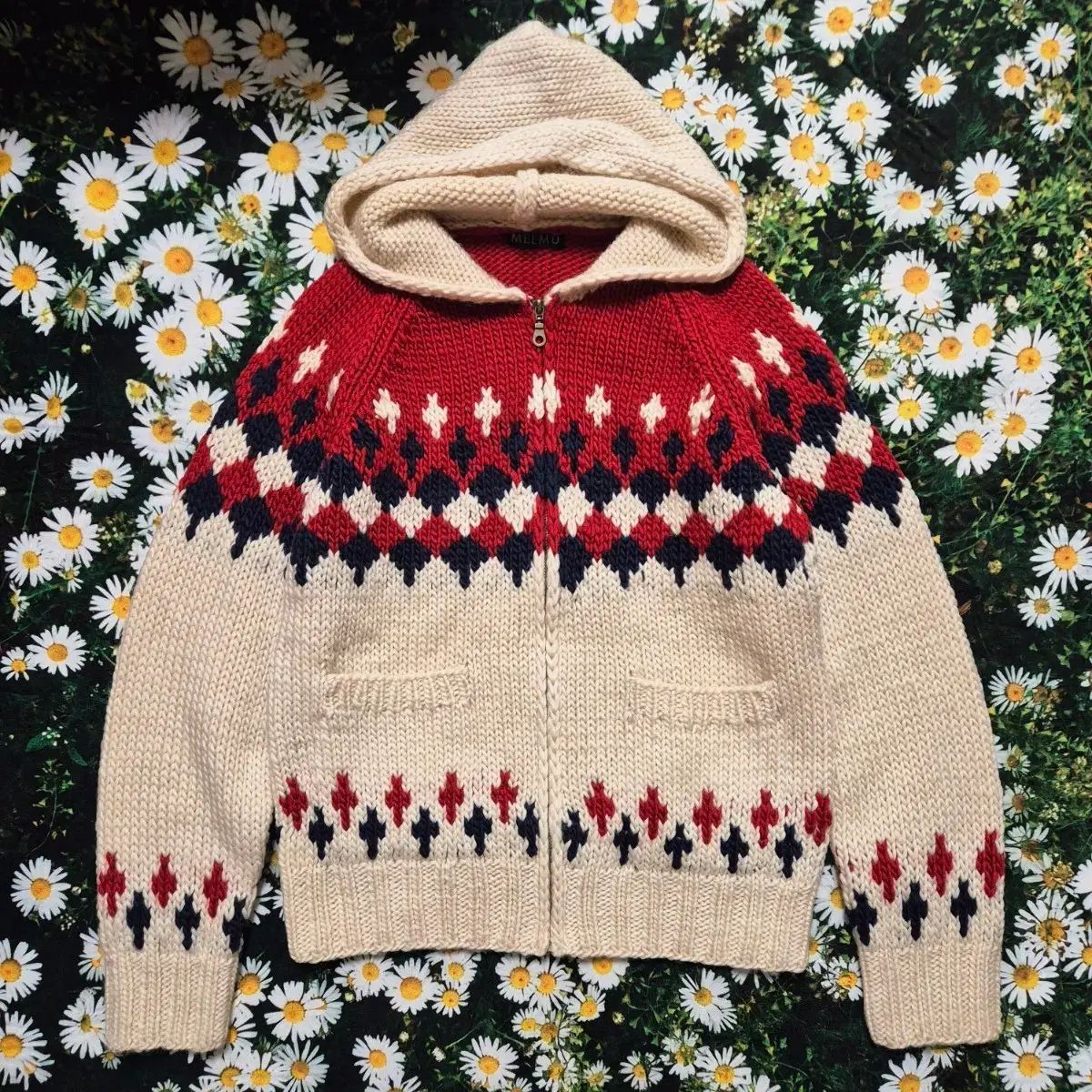 MELMO フェアアイル WHO フード ニット ジャケット レディース Mサイズ