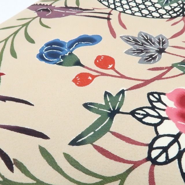 ❁tomihisa❁ 琉球紅型 花籠 着物 南の風に導かれただひたすらに華を織る 正絹 なごや帯 7329