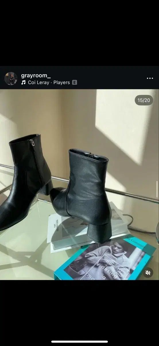 グレー 225 アンクルブーツ ブラック