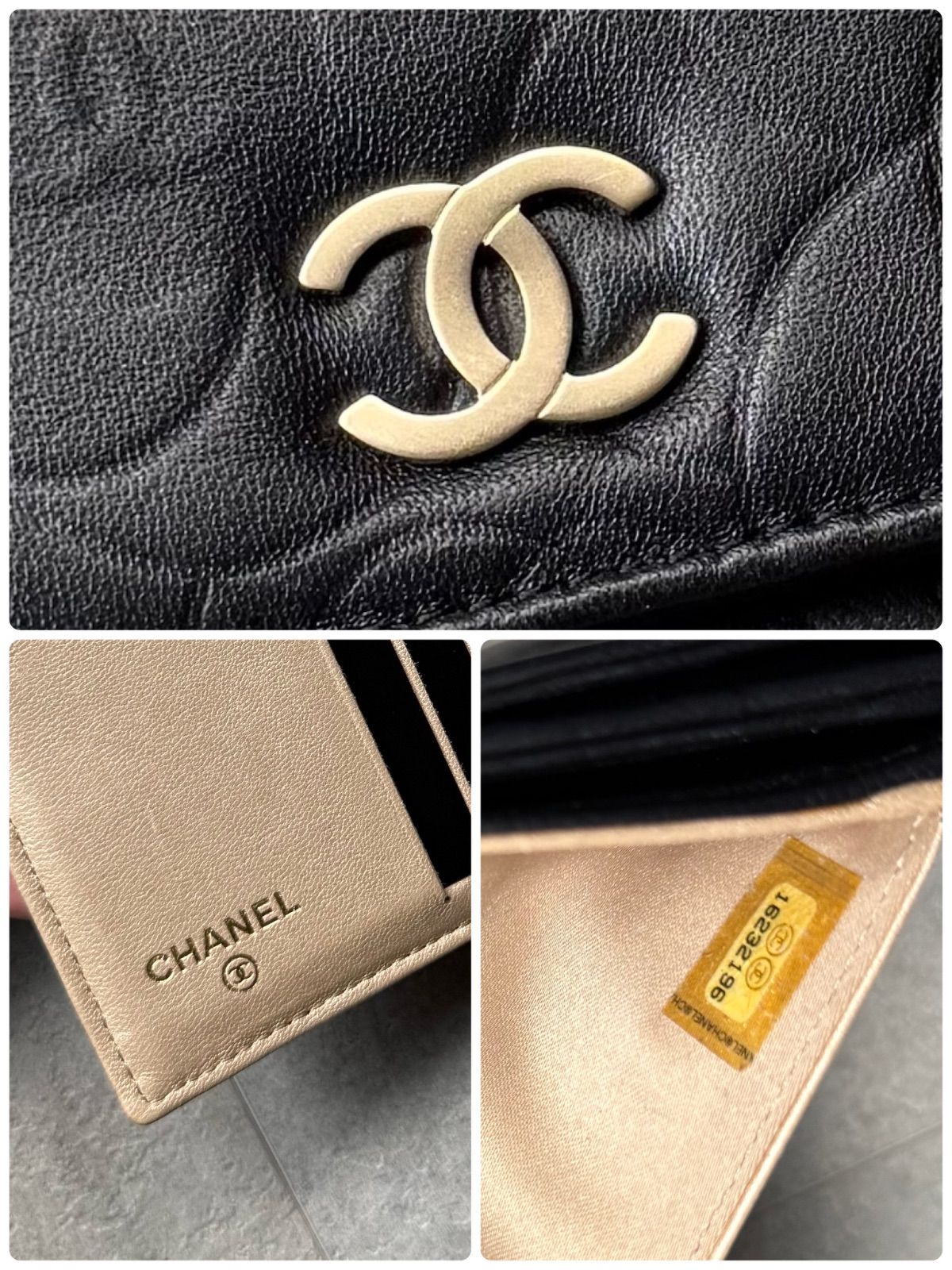極美品 CHANEL シャネル カメリアココマーク wホック 二つ折り財布