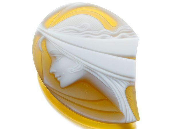 ジュエリー エルヴィン ポーリー作 素敵なヘアライン イエローストーンカメオルース 39.8ｍｍ×29.6ｍｍ h 8086 im