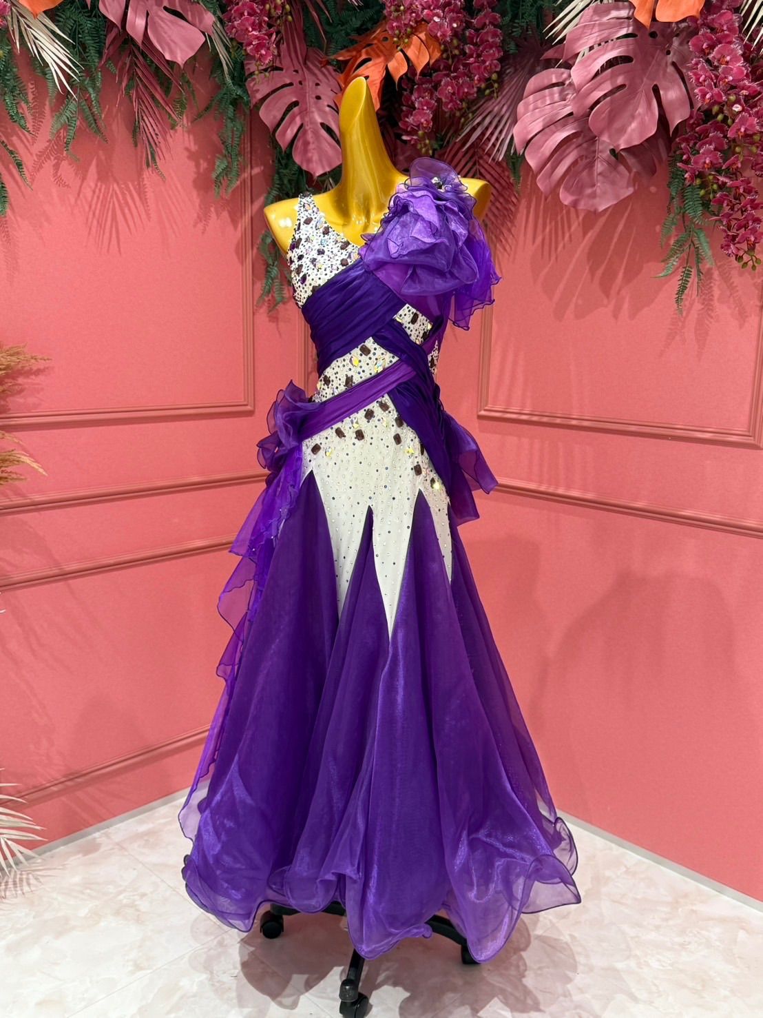 社交ダンス gentil ジャンティ パープル サイズM ドレス