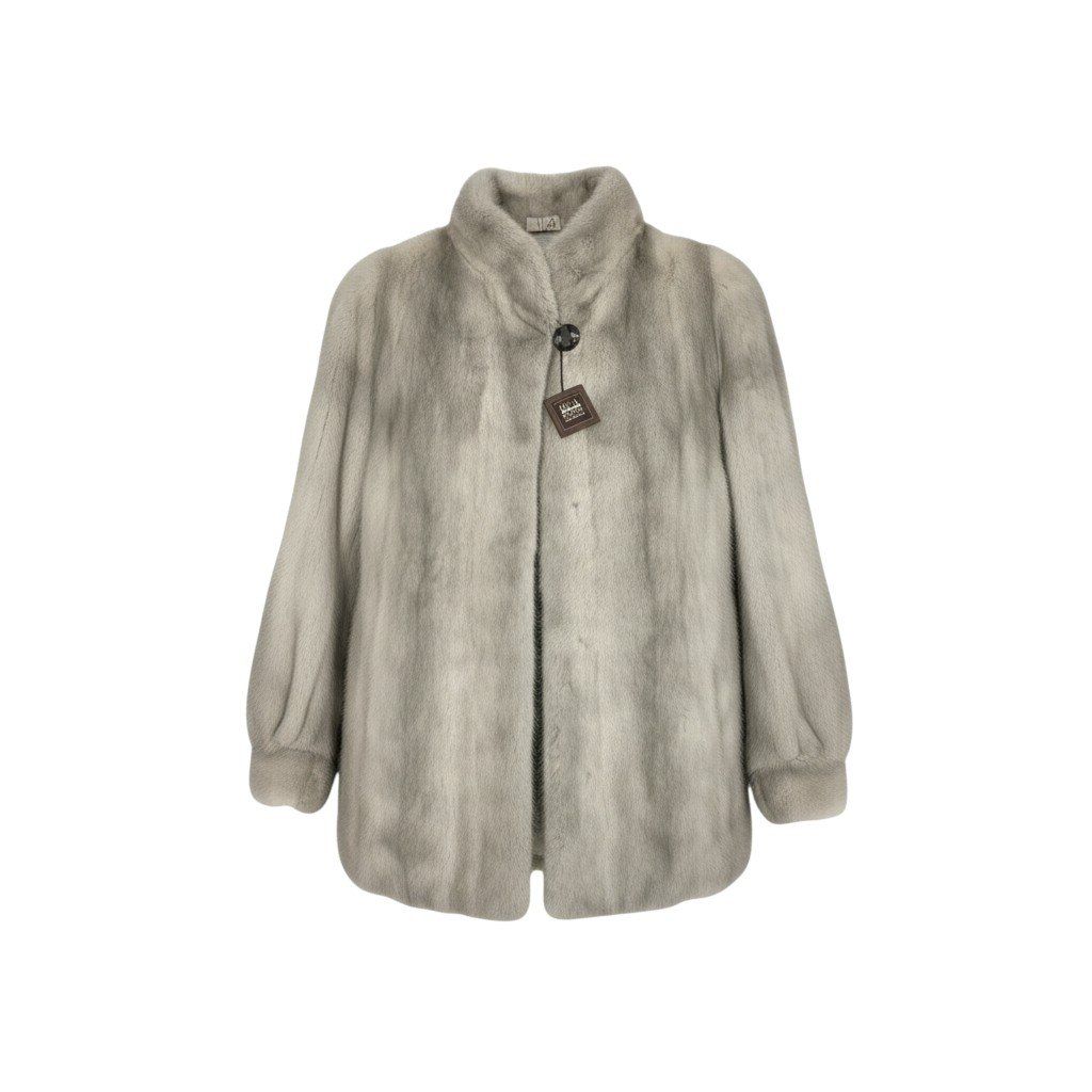 69L8 MUTUS SAGA MINK サガミンク 銀サガ サファイアミンク セミロングコート サイズ15号 シルバー グレー 最高級本毛皮 MINK FUR リアルファーt18r