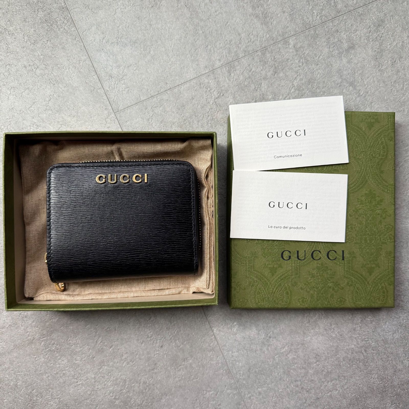 極美品 GUCCI グッチ スクリプト ミニウォレット 二つ折り財布