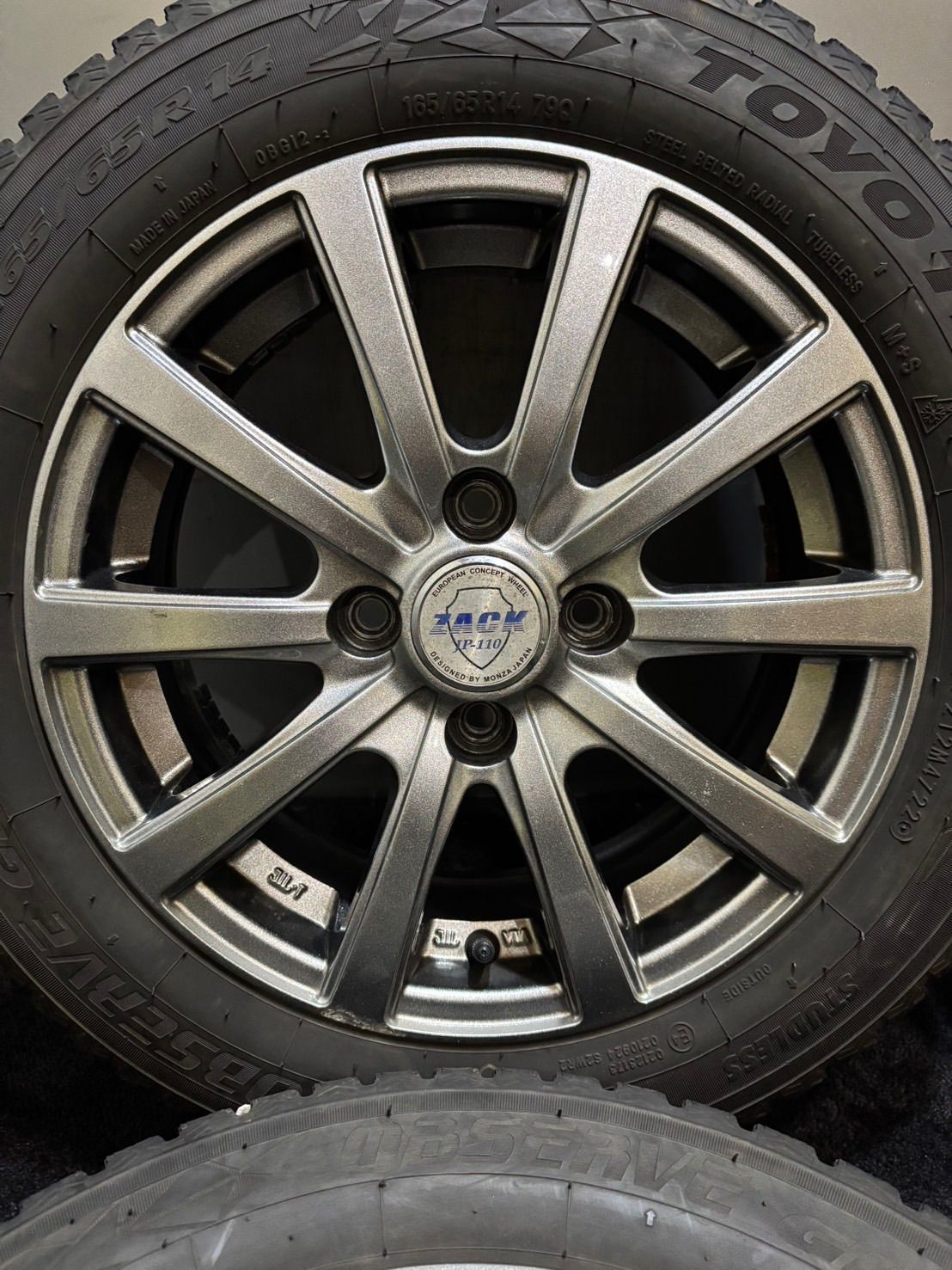 165 65 R 14 TOYO OBSERVE GIZ 2 22年製 ZACK 14インチ 5 J 40 100 4 H スタッドレス 4本 タンク ルーミー パッソ 南2 L