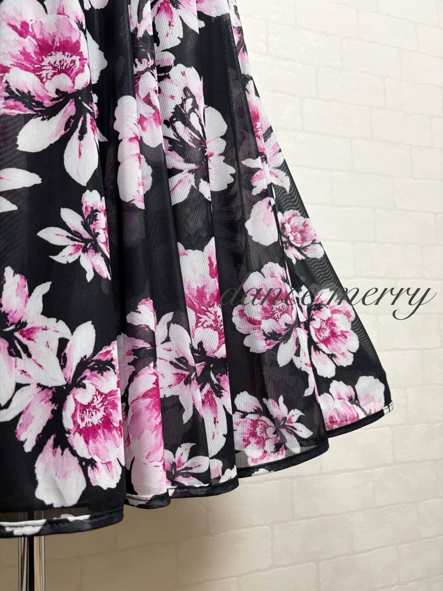 新品 社交ダンス スカート 黒 ピンク レッスン パーティ 0345 / 0342