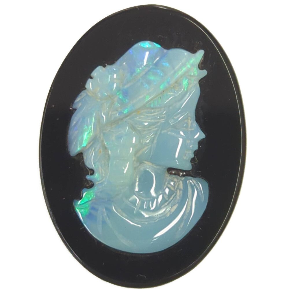 女性像モチーフ 1P・カメオ シェル・ストーン ルース-2.4g/ブラック