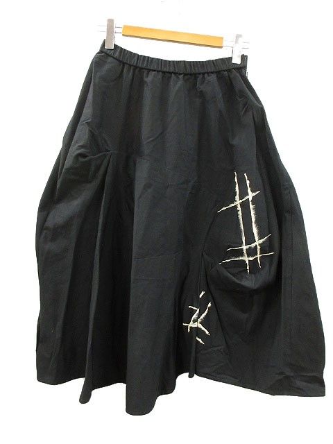 ジウ 慈雨 センソユニコ ドローイング 変形 スカート 40 ブラック 黒