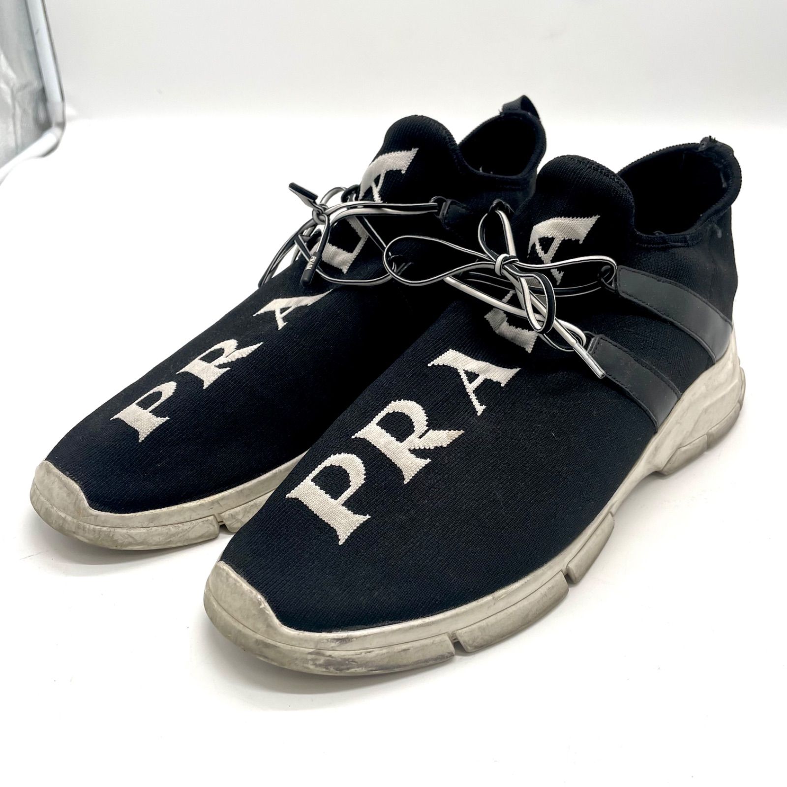 PRADA プラダ スニーカー ニットファブリック ロゴ モノトーン 