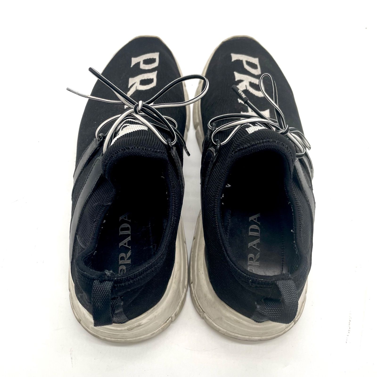 PRADA プラダ スニーカー ニットファブリック ロゴ モノトーン 