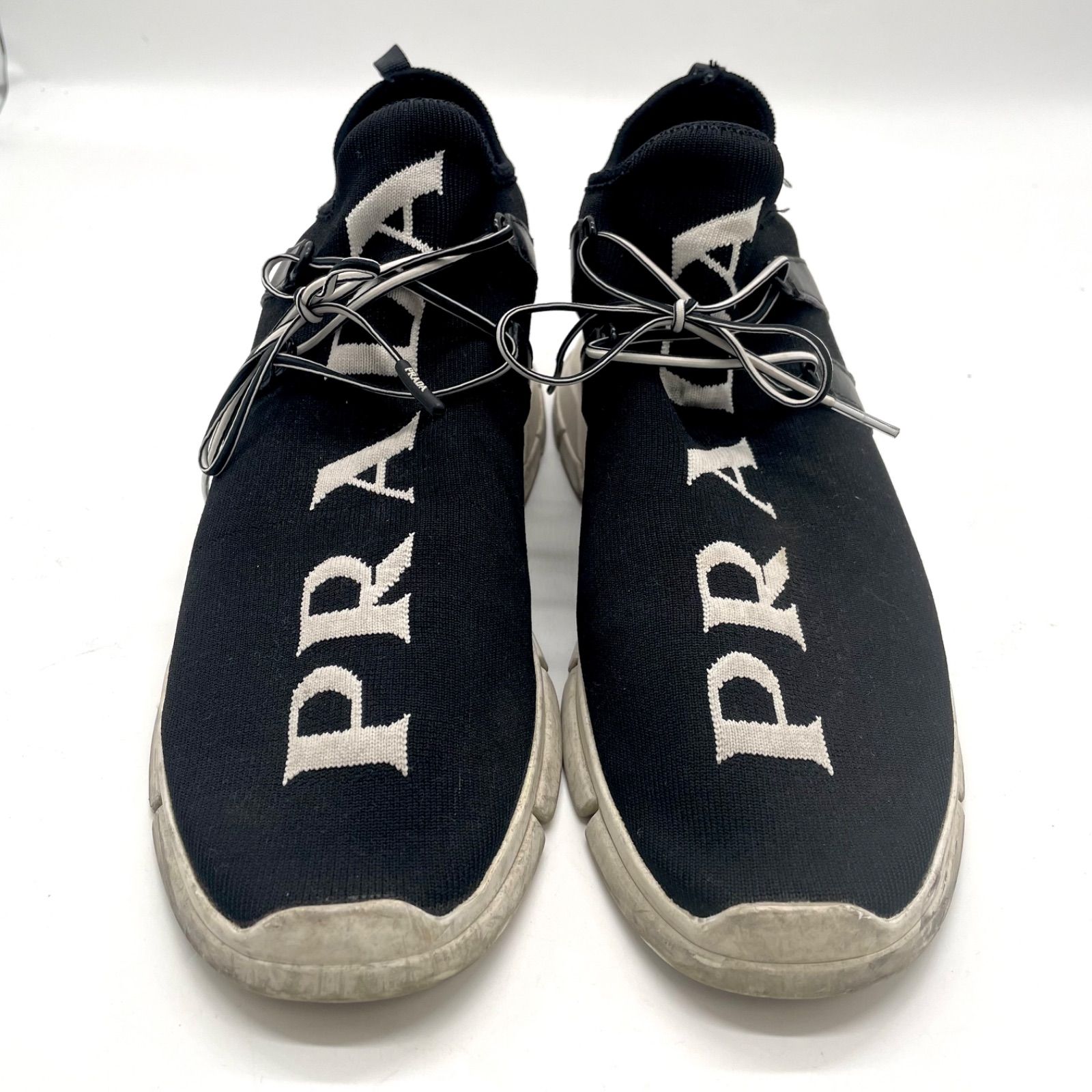 PRADA プラダ スニーカー ニットファブリック ロゴ モノトーン 