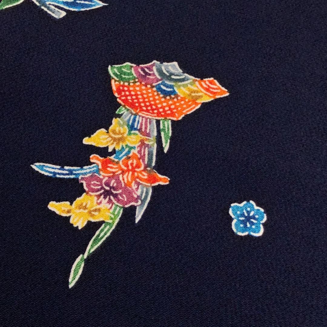 小紋 型染 花模様 縮緬 青褐色 トールサイズ K-5149 - メルカリ