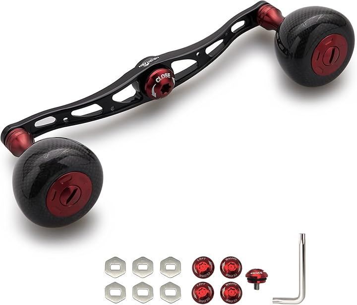 130 mm リール ハンドル 36 カーボンノブ搭載 シマノ SHIMANO ダイワ DAIWA アブ Abu 通用 ベイトリール Carbon Arch Series ブラック＆ワインレッド