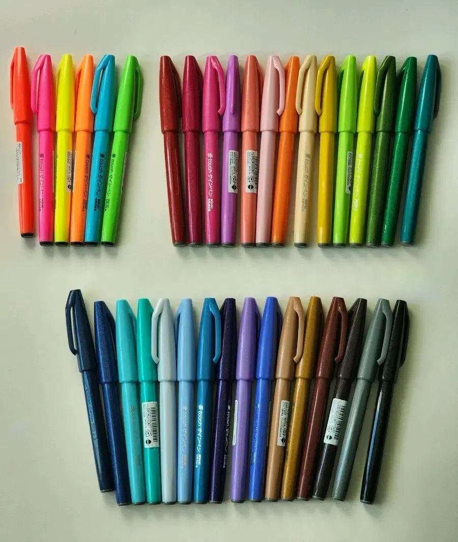 ぺんてる 붓터치 サインペン 全 ブラッシュペン カリグラフィー 筆ペン