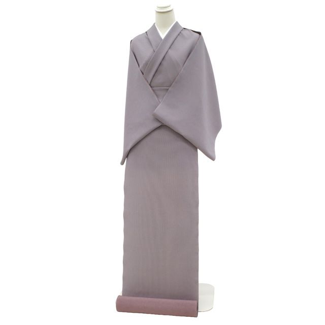 江戸小紋 着物 着尺 反物 正絹 両面染 八掛付き 四丈物 伊勢型江戸小紋 江戸紫 万筋 京紫 鮫 パープル系 セミフォーマル カジュアル 春 秋 冬 袷 にも 単衣 両面 小紋 未仕立て みやがわ sb 16726