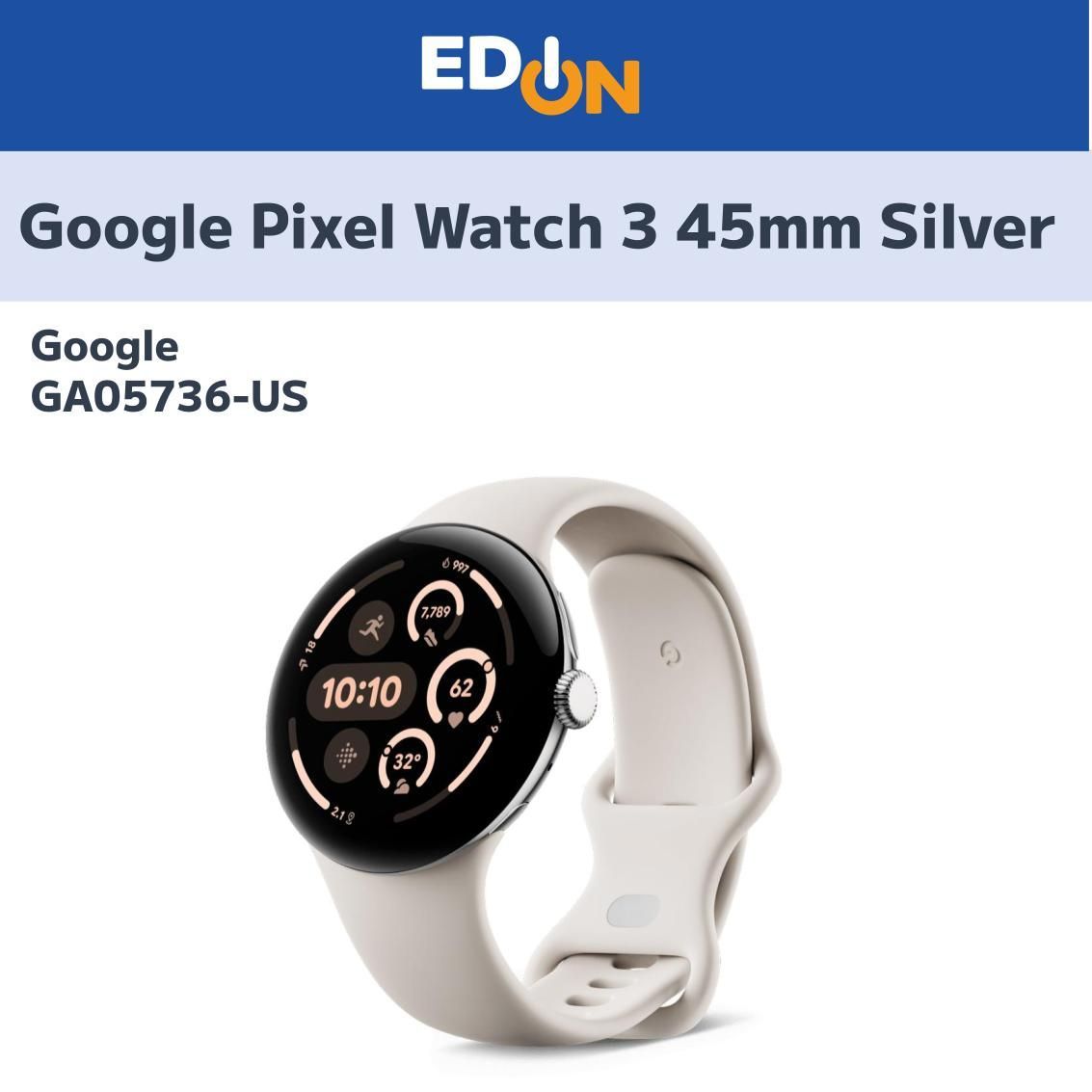 04100 Google Pixel Watch 3 45 mm WiFi GA 05736-US Polished Silver アルミケース|Porcelain アクティブ バンド
