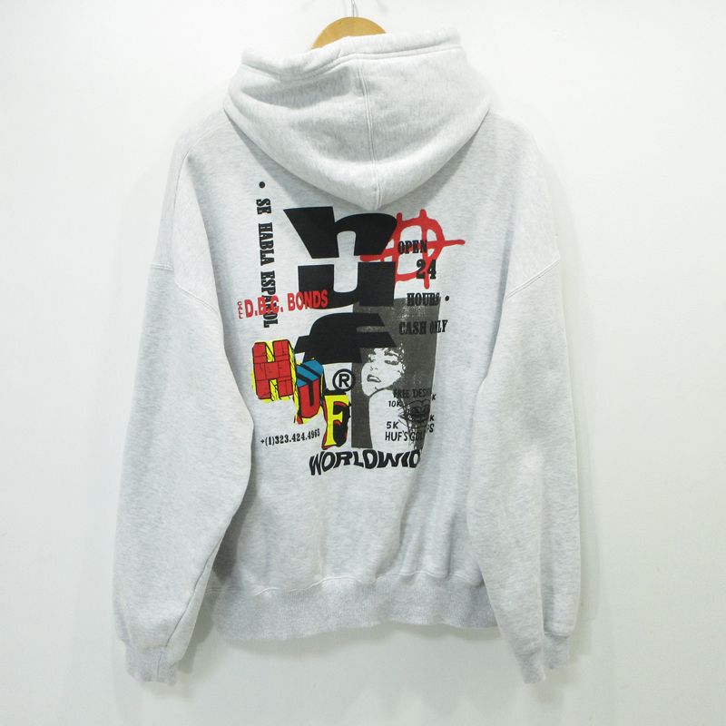 HUF | ハフ パーカー フーディ CUT AND PASTE FLEECE HOODIE グレー サイズ L 103