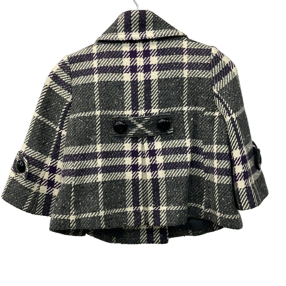 バーバリーブルーレーベル ジャケット フリル ノバチェック 短丈 ベージュ 36 バーバリーブルーレーベル ジャケット サイズ36 S レディース美品