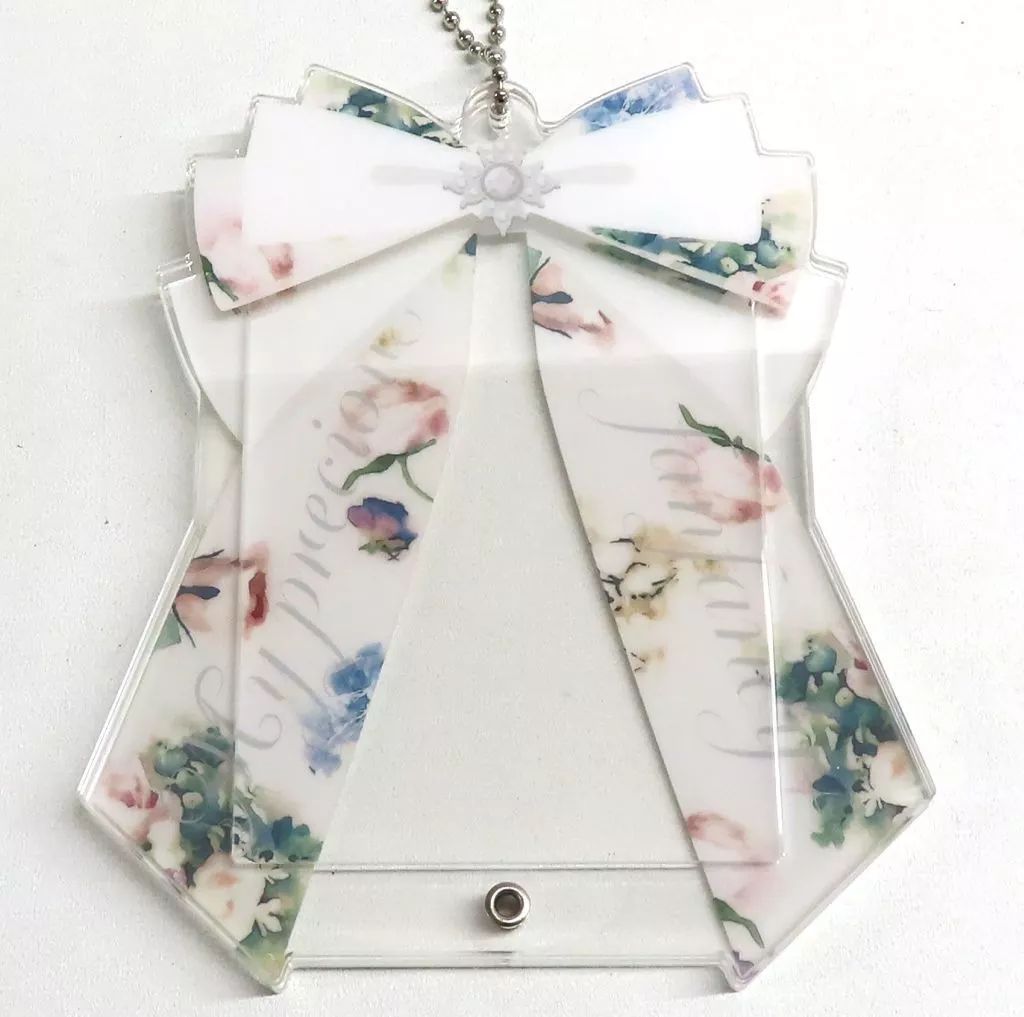 中古】雑貨 ホワイト リボンアクリルフレーム フラワーガーデン