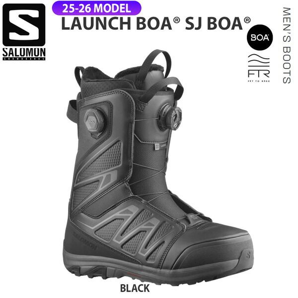 25-26 サロモン ラウンチボアストレートジャケットボア SALOMON LAUNCH BOA SJ スノーボード 靴 25-26-BT-SLM ブラック 25 25.5 26 26.5 27 27.5 28 28.5 29 29.5 30 30.5