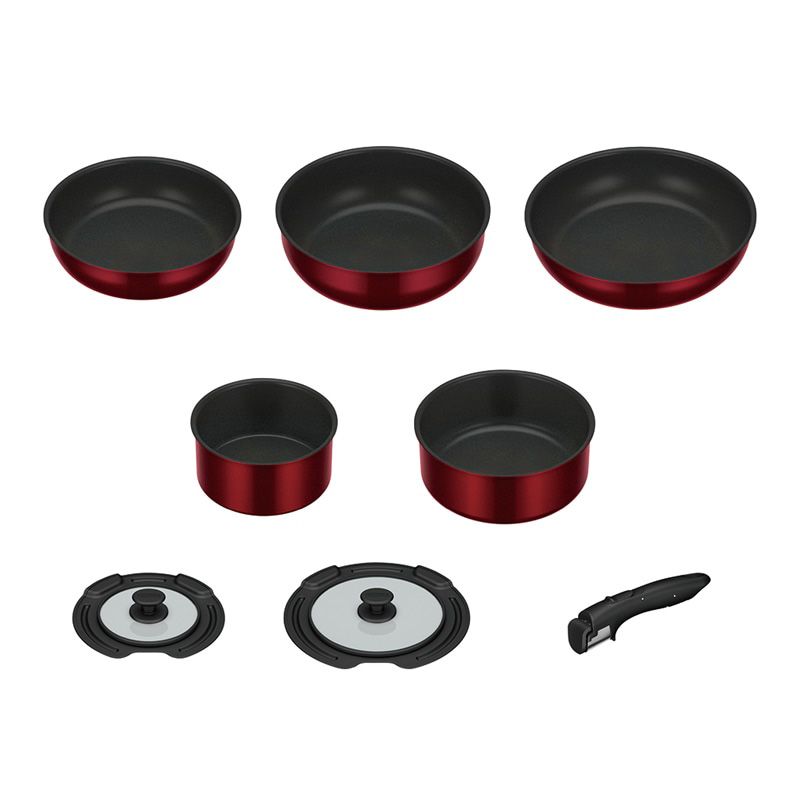 メーカー THERMOS 取っ手のとれるフライパン8点セット ディープレッド KSD-8 A サーモス