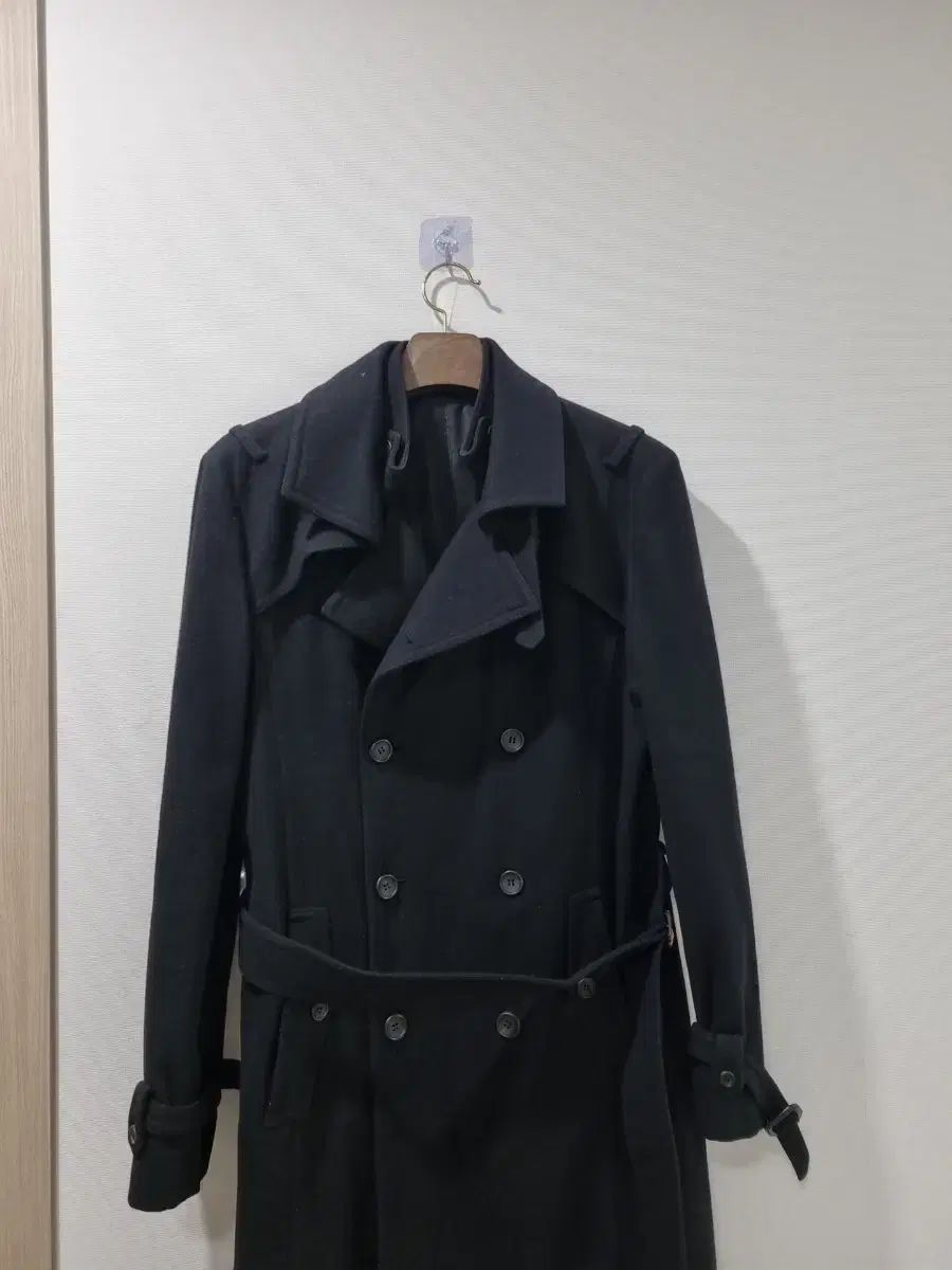 WOOYOUNGMI ブラック ダブル ベルト コート