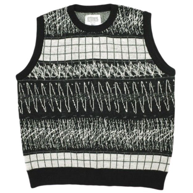 C.E シーイー 22 SS 日本製 WAVE LINE WOOL VEST ウェーブラインウールベスト L BLACK セーター CAV EMPT ニット トップス g 24326
