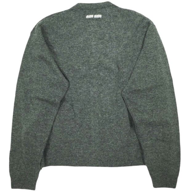 MIU ミュウミュウ バージンウール クルーネックカーディガン モデル DNA 02 U S 000 13 WS 44 チャコールグレー ミドルゲージ ニット トップス g 24487