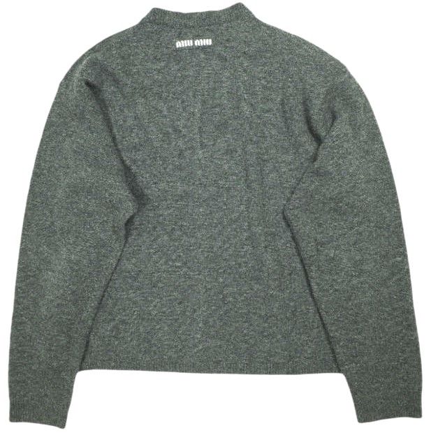 MIU ミュウミュウ バージンウール クルーネックカーディガン モデル DNA 02 U S 000 13 WS 44 チャコールグレー ミドルゲージ ニット トップス g 24486