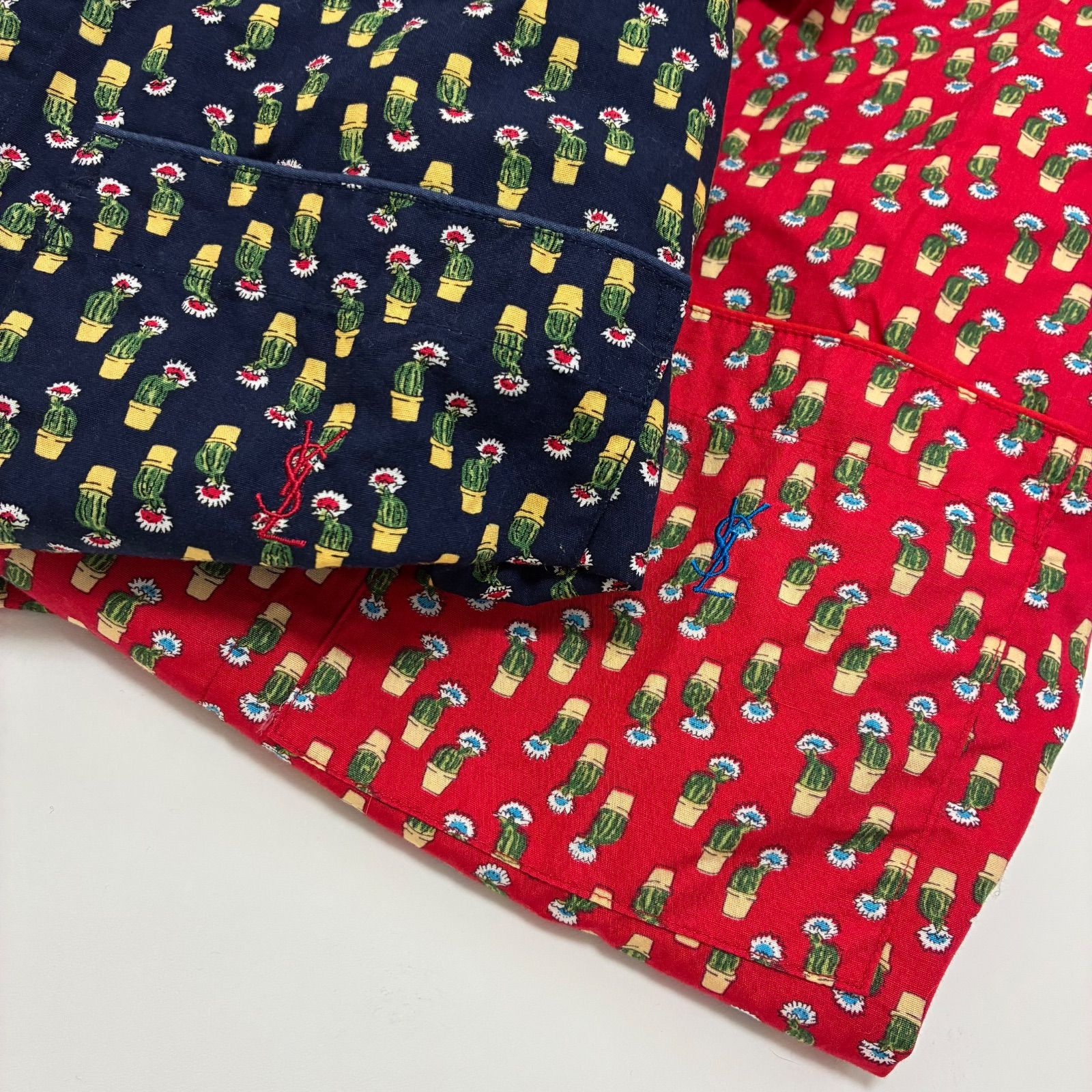  Yves Saint Laurent イヴサンローラン ︎パジャマセット ペア サボテン柄 コットン お揃いコーデ パジャマ ルームウェア パジャマ