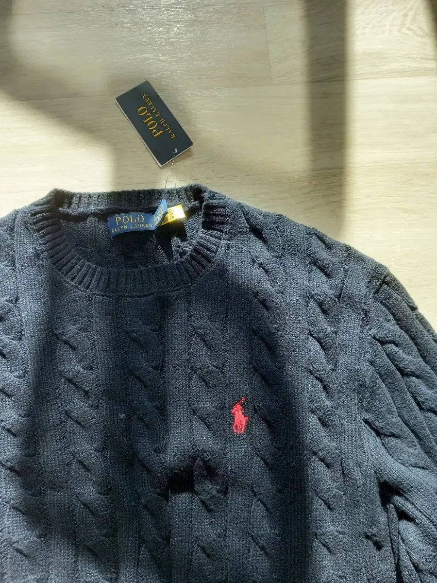 XL ポロ ラルフローレン ネイビー ケーブル編み ニット