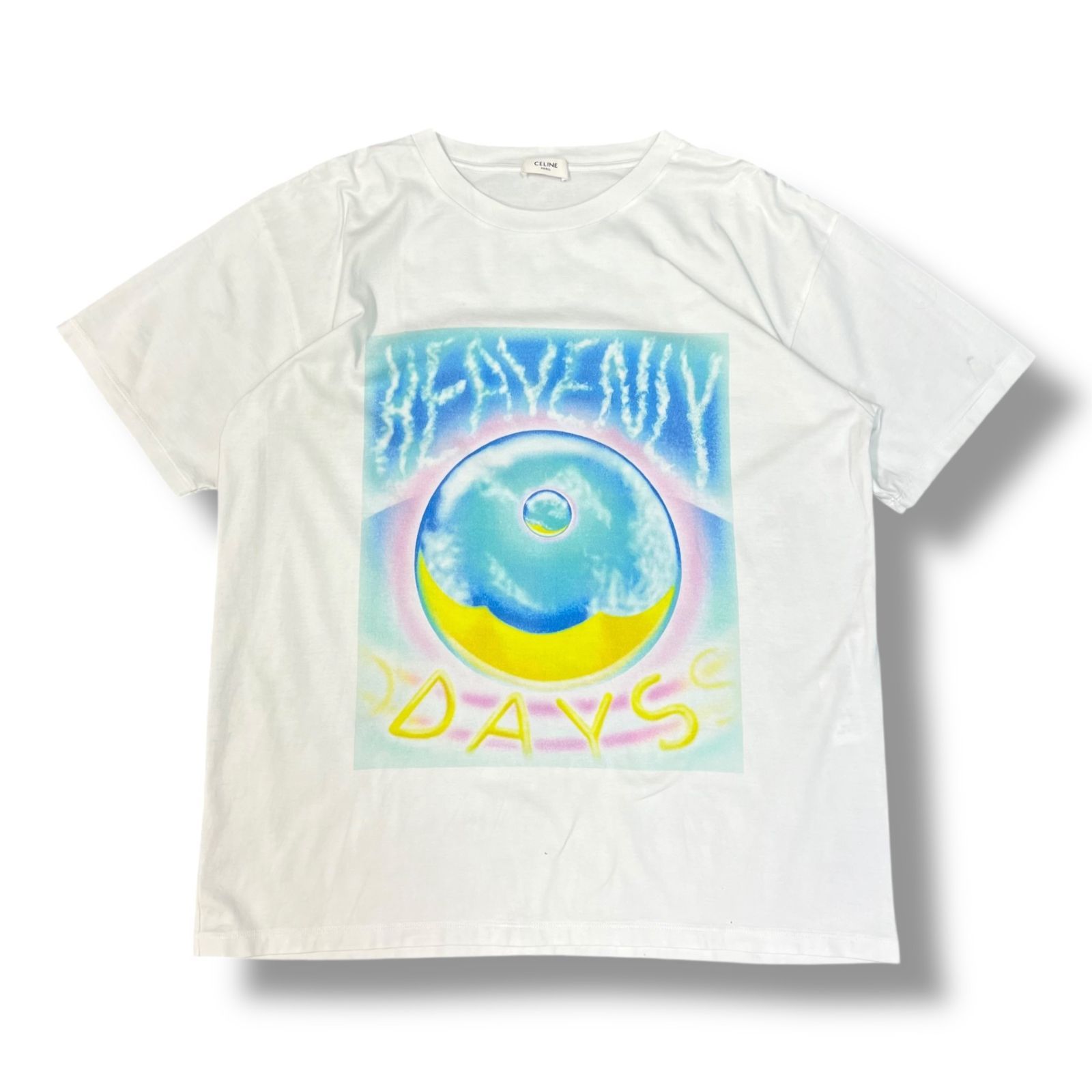 正規 CELINE Marcelo Lavin 22 SS DAYS T-shirt ヘブンリーデイズTシャツ 半袖カットソー エディ期 セリーヌ マルセロラヴィン コラボ ホワイト M 1037 A 1