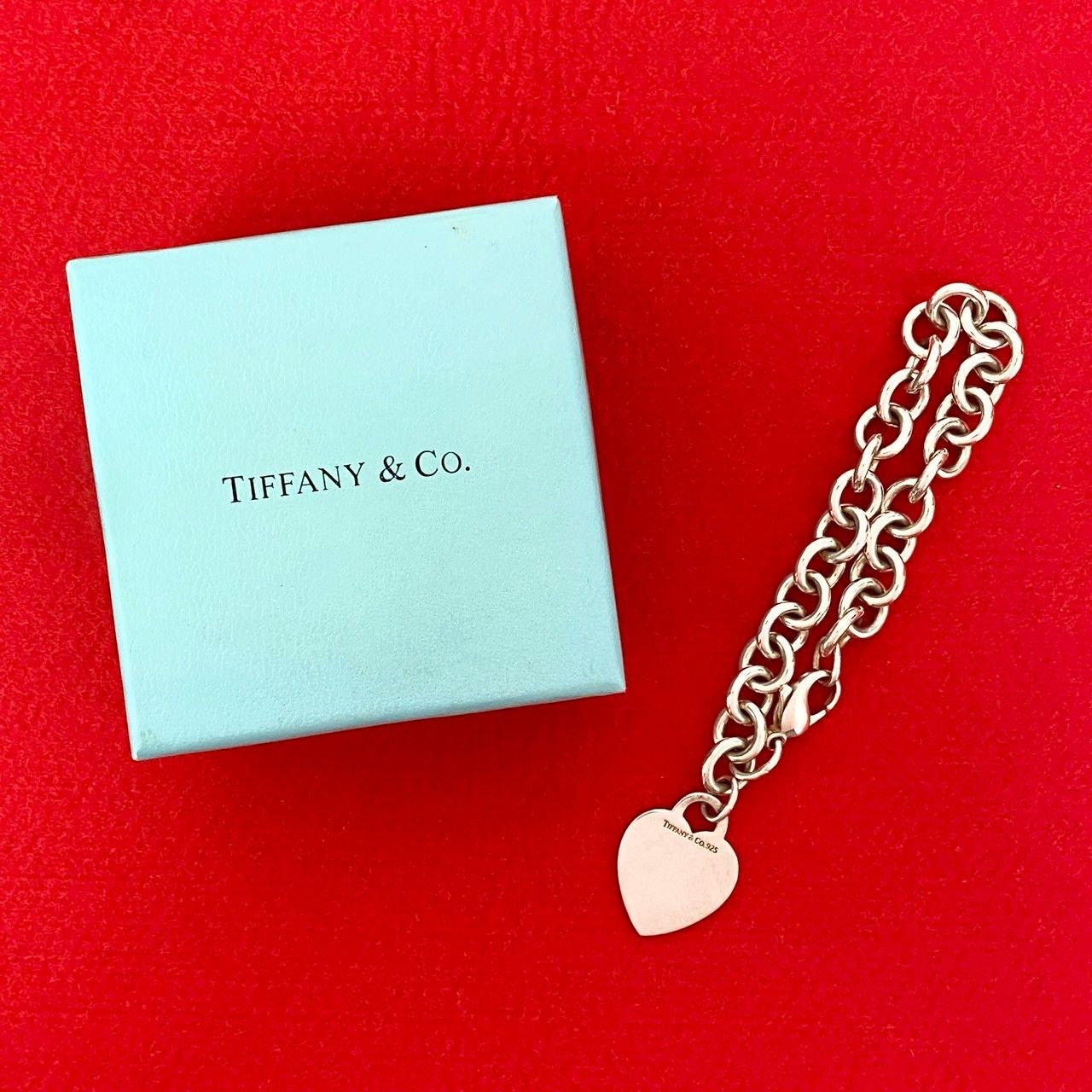TIFFANY Co ティファニー ハートタグ シルバー925 チェーン ブレスレット バングル シルバー 17750