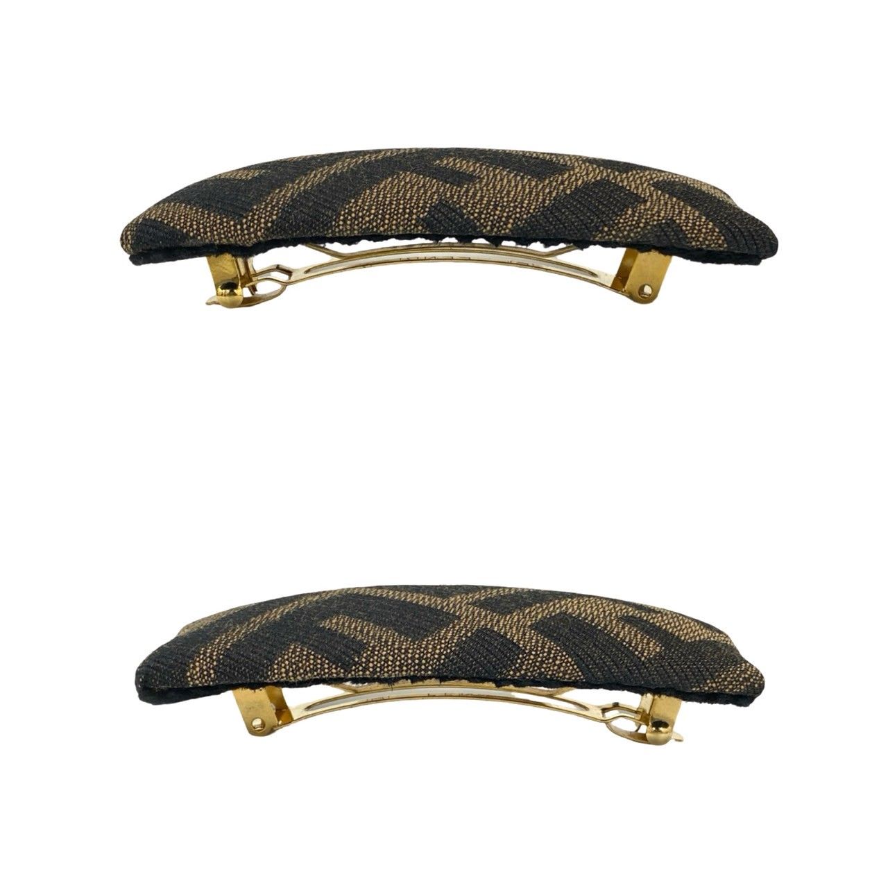 品 FENDI フェンディ ズッカ FF 柄 キャンバス バレッタ ピン ヘア 小物 ブラウン ブラック 00287