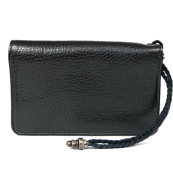 CHROME HEARTS クロムハーツ 2 ZIP ウォレット クロスボタン 二つ折り財布 メンズ レザー SV 925 黒 101097