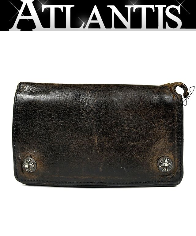 CHROME HEARTS クロムハーツ 1スナップ ウォレット 二つ折り財布 レザー SV 925 黒 101350
