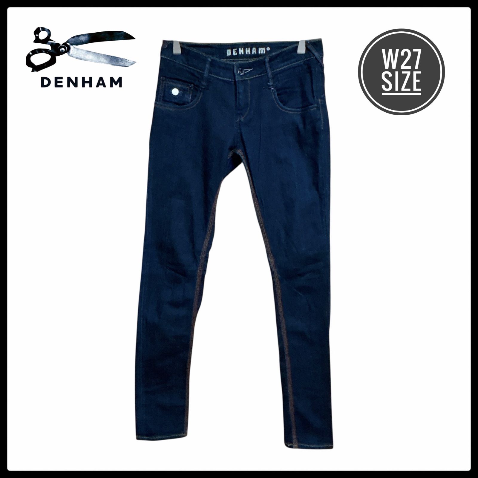 美品 DENHAM デンハム SKINNY+ W27 濃紺 ストレッチ【実寸記載 