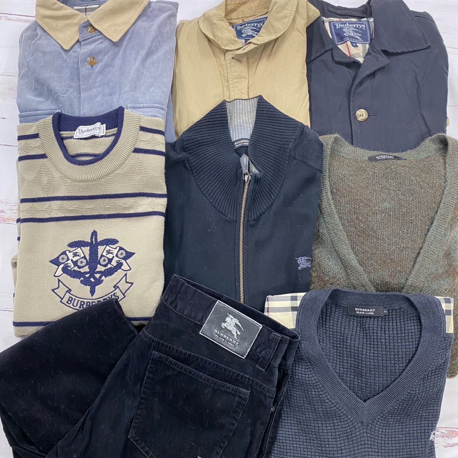 S 310 メンズ バーバリー系 まとめ8点セット アウター ニット パンツ