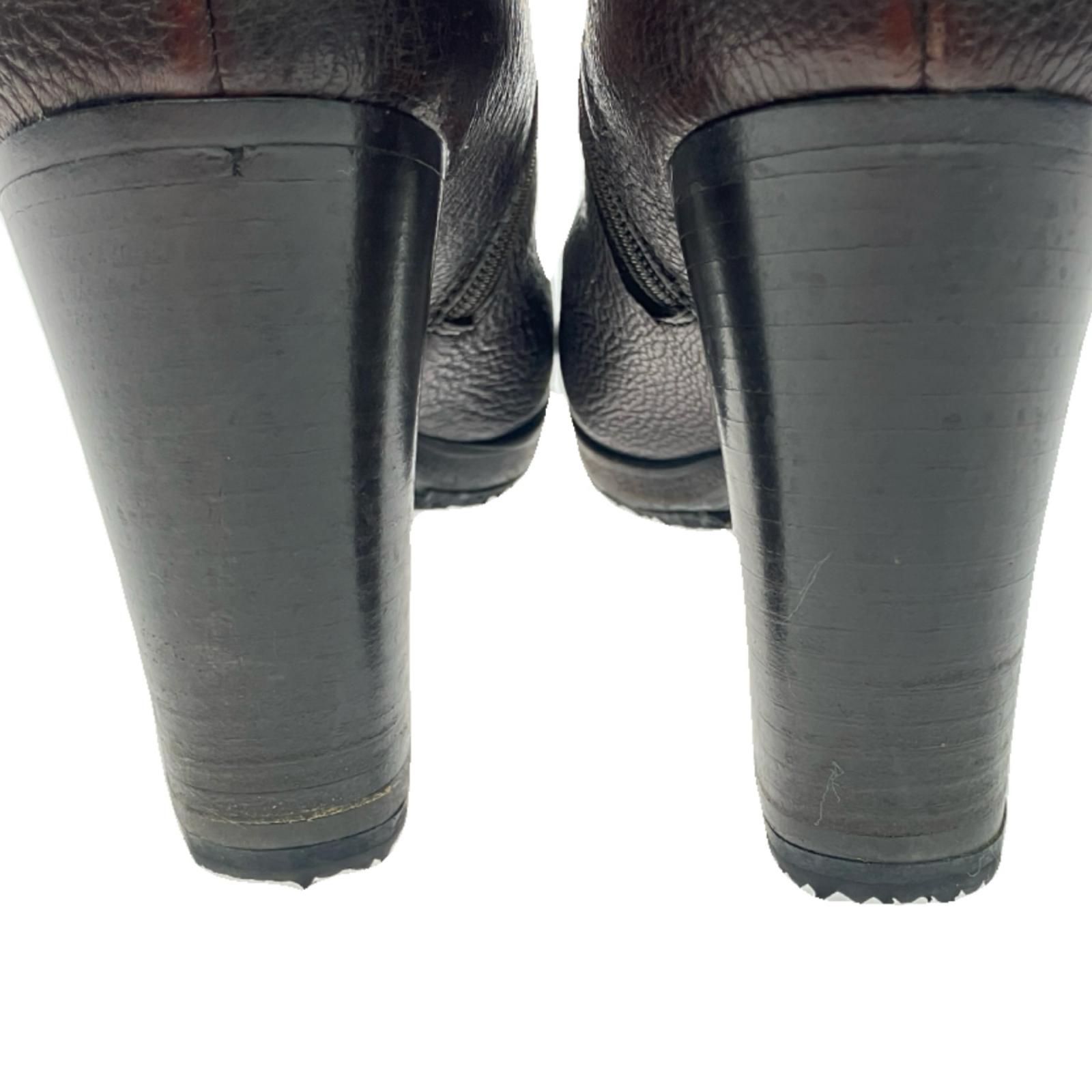 高品質 PRADA プラダ ロングブーツ ダークブラウン 22cm 極美品・箱付