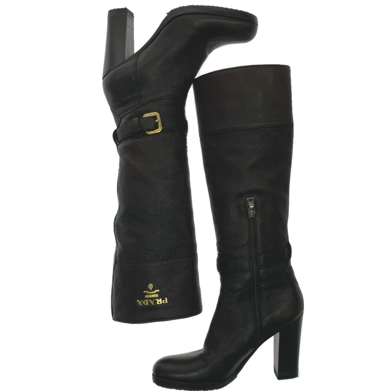 PRADA プラダ ストア ロングブーツ ダークブラウン 22cm PRADA