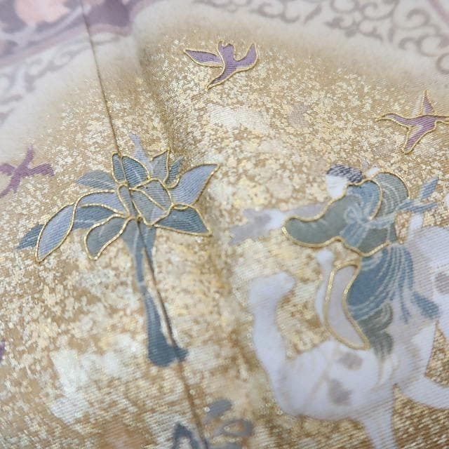 ✾まめ藤✾金糸刺繍 正絹 着物 どこか不思議に薫り 晴れ化粧で視線を奪う霞空”色留袖 I-7