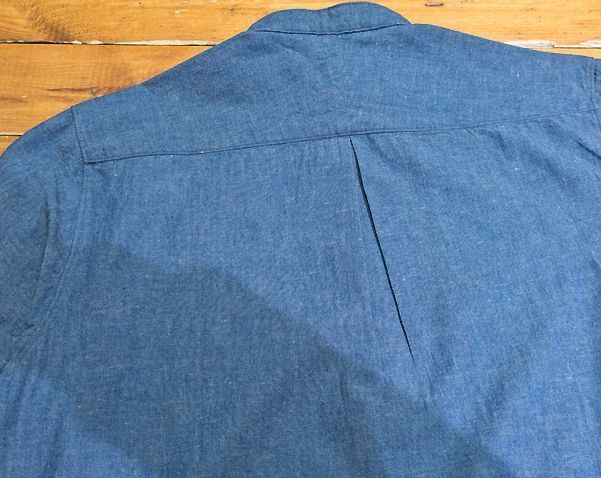 オルゲイユ OR-5080 B バンドカラーシャツ インディゴシャンブレーのようなドビー生地 ３８ オケージョン デニムシャツ ダンガリーシャツ 