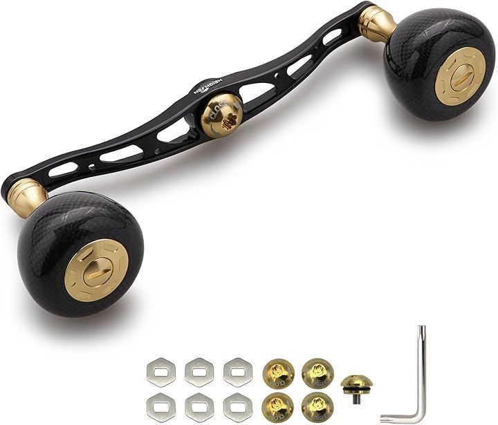 130 mm リール ハンドル 36 カーボンノブ搭載 シマノ SHIMANO ダイワ DAIWA アブ Abu 通用 ベイトリール Carbon Arch Series ブラック＆ゴールド