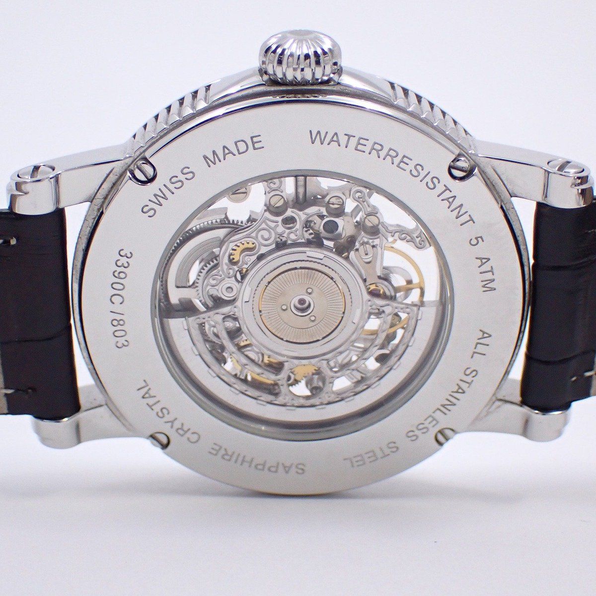  EPOS エポス エモーション スケルトン 自動巻き メンズ 腕時計 白文字盤 純正革ベルト 3390C いおき質店 きれいめ 自動巻き時計 腕時計(アナログ)